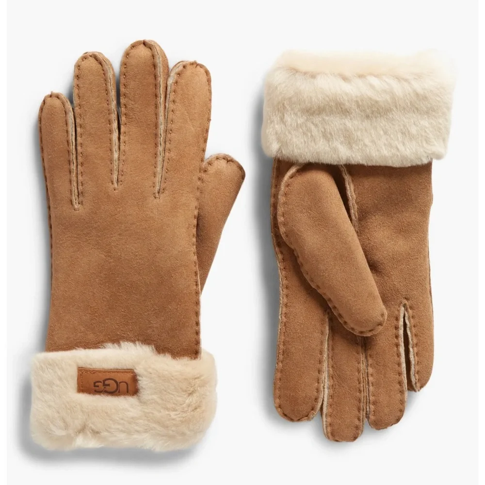 UGG Genuine Shearling Turn Cuff Gloves - PURPLE